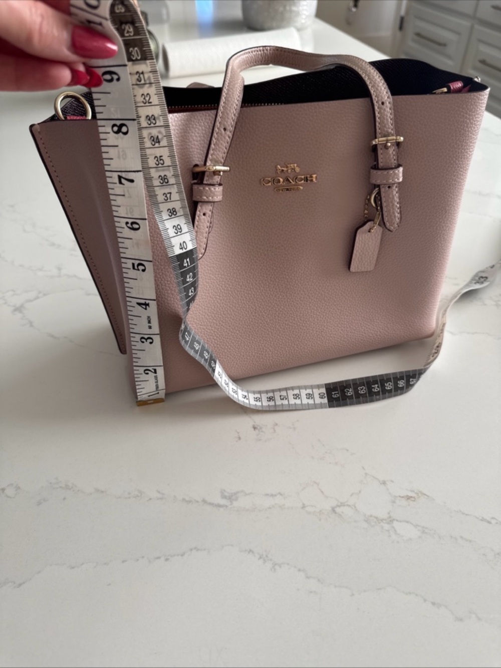 Coach Pebbled Leather Satchel in Dusty Rose with Gold Hardware - Picture 4 of 9